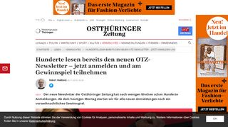 
                            9. Hunderte lesen bereits den neuen OTZ-Newsletter – jetzt anmelden ...