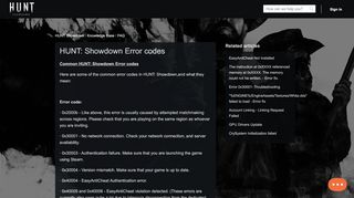 
                            10. HUNT: Showdown Error codes - HUNT