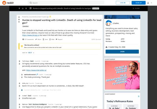 
                            9. Hunter.io stopped working with LinkedIn. Death of using ...