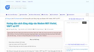 
                            12. Hướng dẫn cách đăng nhập vào Modem WiFi Viettel, VNPT và FPT
