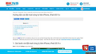 
                            12. Hướng dẫn cài đặt mail công ty trên iPhone, iPad iOS 9.x - BKNS