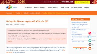 
                            12. Hướng dẫn đặt user và pass wifi ADSL của FPT - Fpt123