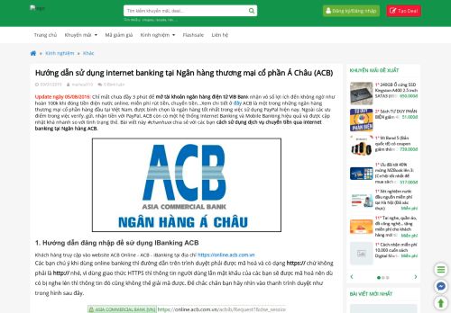 
                            10. Hướng dẫn sử dụng internet banking tại Ngân hàng Á Châu ( ACB)