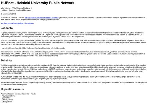 
                            5. HUPnet - Helsinki University Public Network