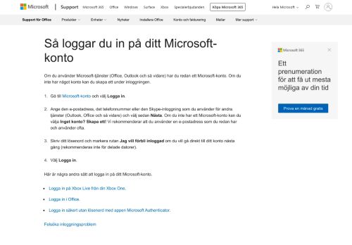 
                            2. Hur du loggar in på ditt Microsoft-konto - Microsoft Support