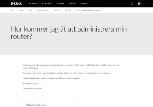
                            1. Hur kommer jag åt att administrera min router? | D-Link Sweden