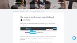 
                            3. Hur kommer jag åt snabb-login till cPanel | Miss Group ... - Miss Hosting