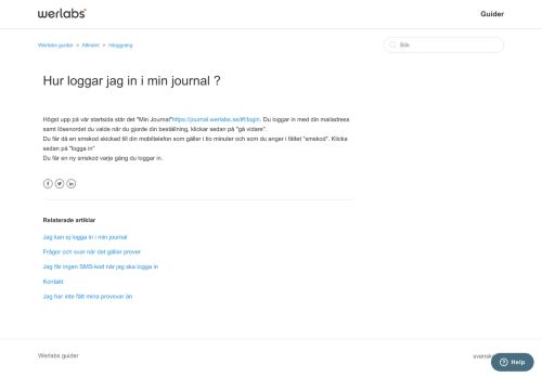 
                            4. Hur loggar jag in i min journal ? – Werlabs guider