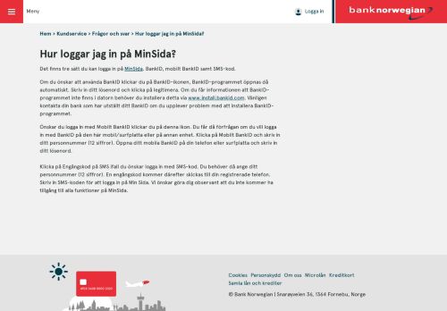 
                            2. Hur loggar jag in på MinSida? - Bank Norwegian