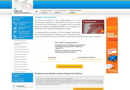 
                            5. HVB Prepaid UniCreditCard - Prepaid-Kreditkarten ohne Schufa