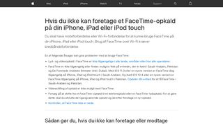 
                            11. Hvis du ikke kan foretage et FaceTime-opkald på din ... - Apple Support