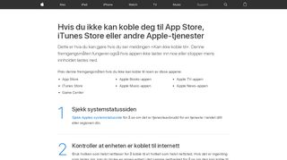 
                            1. Hvis du ikke kan koble til App Store, iTunes Store eller Apple Books ...