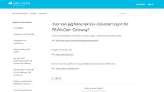 
                            9. Hvor kan jeg finne teknisk dokumentasjon for PSWinCom Gateway ...