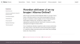 
                            5. Hvordan aktiverer vi en ny bruger i Klarna Online? - Klarna Denmark