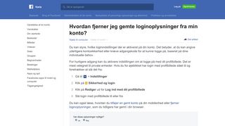 
                            10. Hvordan fjerner jeg gemte loginoplysninger fra min konto? - Facebook