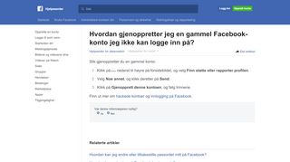 
                            7. Hvordan gjenoppretter jeg en gammel konto jeg ikke kan ... - Facebook