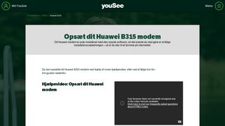 
                            5. Hvordan opsætter jeg min Huawei B 315 router - YouSee Kundeservice