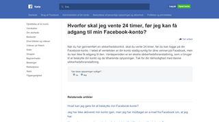 
                            8. Hvorfor skal jeg vente 24 timer, før jeg kan få adgang til ... - Facebook