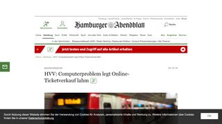 
                            7. HVV: Computerproblem legt Online-Ticketverkauf lahm - Hamburg ...