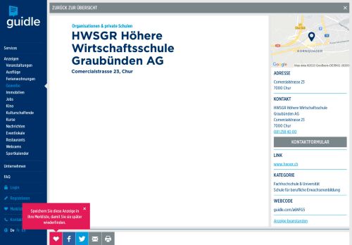 
                            11. HWSGR Höhere Wirtschaftsschule Graubünden AG - Chur - Guidle