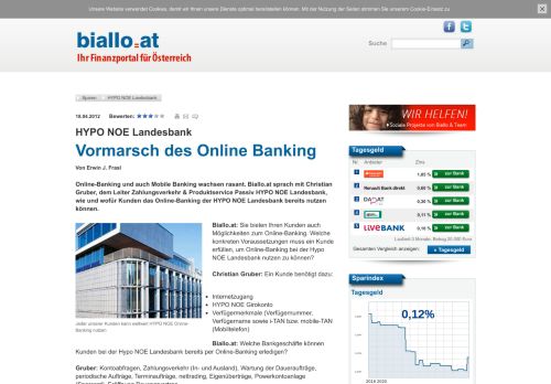 
                            6. HYPO NOE Landesbank: Vormarsch des Online Banking | biallo.at