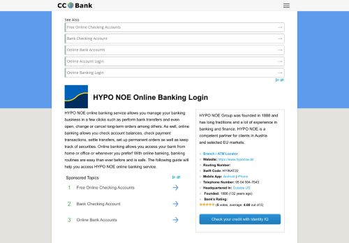 
                            12. HYPO NOE Online Banking Login - CC Bank