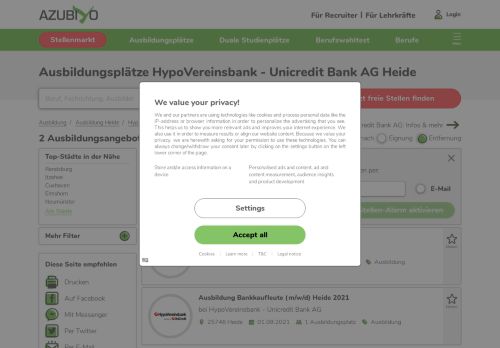 
                            11. HypoVereinsbank - Unicredit Bank AG Ausbildung Heide | AZUBIYO