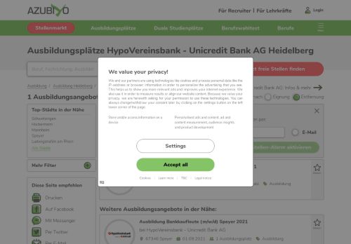 
                            9. HypoVereinsbank - Unicredit Bank AG Ausbildung Heidelberg - Azubiyo