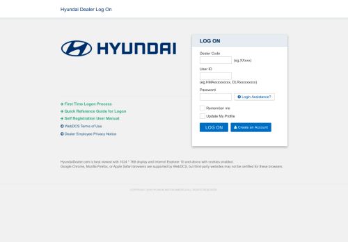 
                            6. Hyundai Dealer Log On