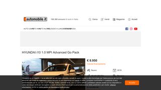 
                            9. HYUNDAI i10 1.0 MPI Advanced Go Pack nuova 8.950 €, a Udine ...