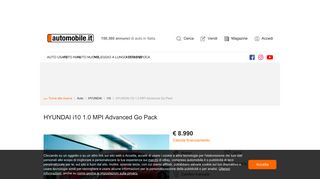 
                            10. HYUNDAI i10 1.0 MPI Advanced Go Pack nuova 8.990 €, a Pozzuoli ...