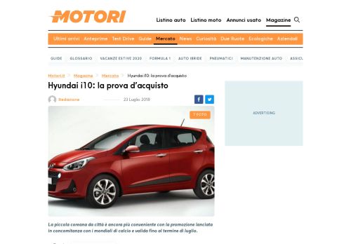 
                            10. Hyundai i10: la prova d'acquisto - Motori.it