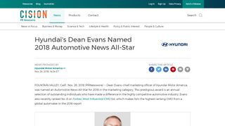 
                            11. Hyundai's Dean Evans Named 2018 Automotive News All-Star