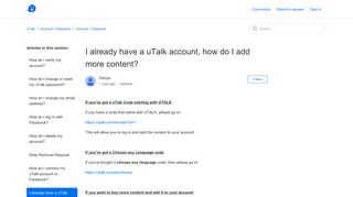 
                            8. I already have a uTalk account, how do I add more content? ...