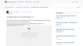 
                            5. I am getting a 404 error for my Github Pages. - GitHub Community Forum