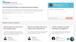 
                            3. I am having issues login in on Arise Portal and I already - JustAnswer