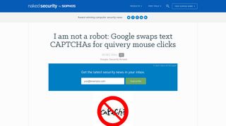 
                            9. I am not a robot: Google swaps text CAPTCHAs for quivery mouse ...