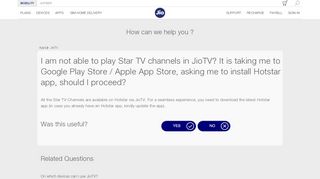 
                            5. I am not able to play Star TV channels in JioTV | Reliance Jio FAQs