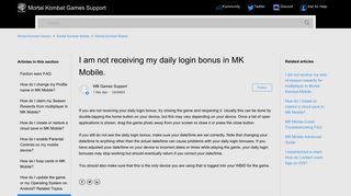 
                            4. I am not receiving my daily login bonus in MKX Mobile. – ...