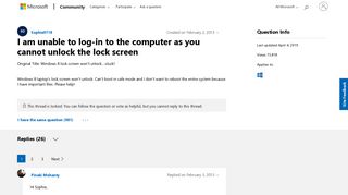 
                            1. I am unable to log-in to the computer as you cannot unlock the ...
