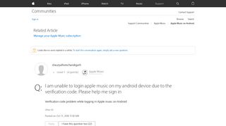 
                            2. I am unable to login apple music on my android device due to the ...