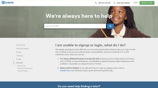 
                            5. I am unable to signup or login, what do I do? - Help Center - Tuteria