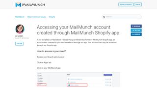 
                            11. I am using the Shopify app and cannot sign in. – MailMunch