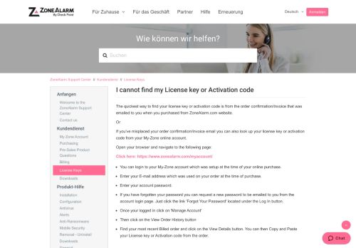 
                            7. I cannot find my License key – ZoneAlarm Support Center