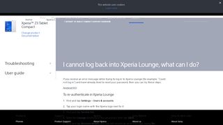 
                            2. I cannot log back into Xperia Lounge, what can I do? – Sony Xperia ...