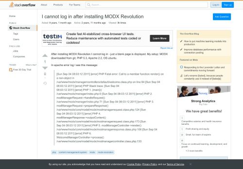 
                            8. I cannot log in after installing MODX Revolution - Stack Overflow