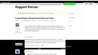 
                            4. I cannot log in. My password does not work. | Thunderbird Support ...