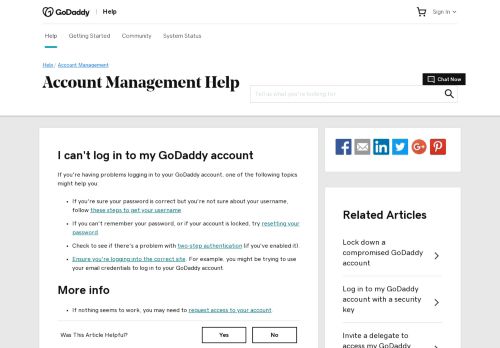 
                            4. I cannot log in to my GoDaddy account | Account Management ...