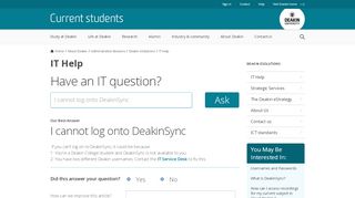 
                            6. I cannot log onto DeakinSync - Deakin eSolutions