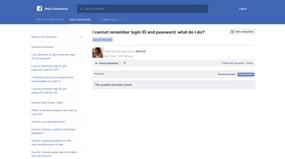 
                            7. I cannot remember login ID and password. what do I do? | Facebook ...